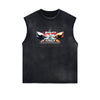 Sleeveless Washed Faded Abstract Graphic Tee