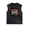 Sleeveless Washed Faded Abstract Graphic Tee