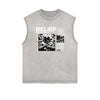 Stone Wash Streetwear Abstract Graphic Tank Top