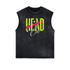 Sleeveless Washed Street Style Graphic T Shirt