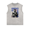 Sleeveless Stone Wash Streetwear Graphic Tee