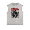 Sleeveless Stone Wash Streetwear Graphic Tee