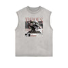 Sleeveless Stone Wash Streetwear Graphic Tee