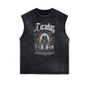 Sleeveless Streetwear Graphic Thick T Shirt