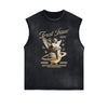 Sleeveless Streetwear Graphic Thick T Shirt