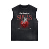 Washed Faded Cupid Statues Graphic Tank Top