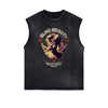 Washed Faded Cupid Statues Graphic Tank Top