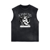 Washed Faded Cupid Statues Graphic Tank Top