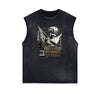 Washed Faded Cupid Statues Graphic Tank Top