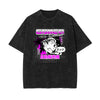 Stone Wash Anime Graphic T Shirt