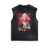 Washed Thick Anime Pattern Tank Top