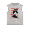 Sleeveless Stone Wash Anime Graphic Tee