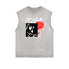 Sleeveless Stone Wash Anime Graphic Tee