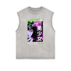 Sleeveless Stone Wash Anime Graphic Tee