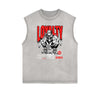 Sleeveless Stone Wash Anime Graphic Tee