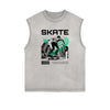 Washed Faded Y2K Anime Pattern Tank Top