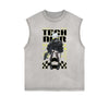 Washed Faded Y2K Anime Pattern Tank Top