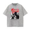 Gray Y2K Anime Streetwear Graphic Tee