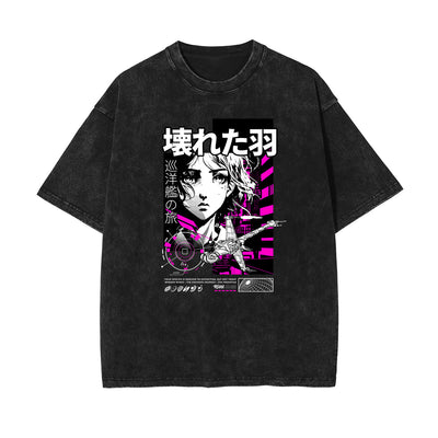 Black Y2K Anime Streetwear Graphic Tee