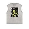 Sleeveless Manga Style Graphic Tee