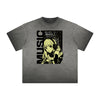 Distressed Anime Character Print Tee