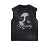 Face Blurred Design Graphic Tank Top