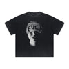 Distressed Face Blurred Design Graphic Tee