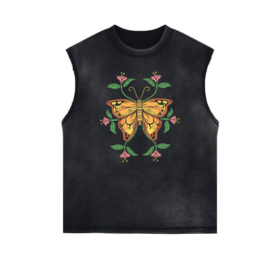 Sleeveless Butterfly Graphic T Shirt