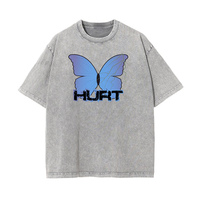 Washed Faded Butterfly Graphic Tee