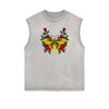 Sleeveless Faded Butterfly Pattern Tee