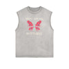 Sleeveless Faded Butterfly Pattern Tee