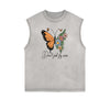 Sleeveless Faded Butterfly Pattern Tee