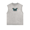 Sleeveless Faded Butterfly Pattern Tee