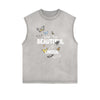 Sleeveless Faded Butterfly Pattern Tee