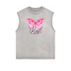 Sleeveless Faded Butterfly Pattern Tee