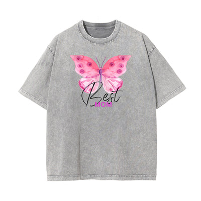 Faded Thick Butterfly Pattern T Shirt