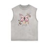 Sleeveless Faded Butterfly Pattern Tee