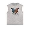 Sleeveless Faded Butterfly Pattern Tee