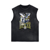 Sleeveless Distressed Angel Streetwear Graphic Tee