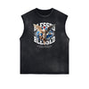 Sleeveless Distressed Angel Streetwear Graphic Tee