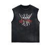 Sleeveless Distressed Angel Streetwear Graphic Tee