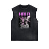 Sleeveless Distressed Angel Streetwear Graphic Tee