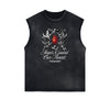 Sleeveless Distressed Angel Streetwear Graphic Tee