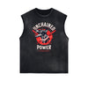 Sleeveless Frayed Edge Gangsta Pattern Tee