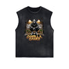 Sleeveless Frayed Edge Gangsta Pattern Tee