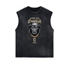 Sleeveless Frayed Edge Gangsta Pattern Tee