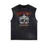 Sleeveless Frayed Edge Gangsta Pattern Tee