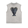 Faded Sleeveless Celestial & Angel Statue T Shirt