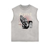 Faded Sleeveless Celestial & Angel Statue T Shirt