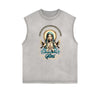 Faded Sleeveless Celestial & Angel Statue T Shirt